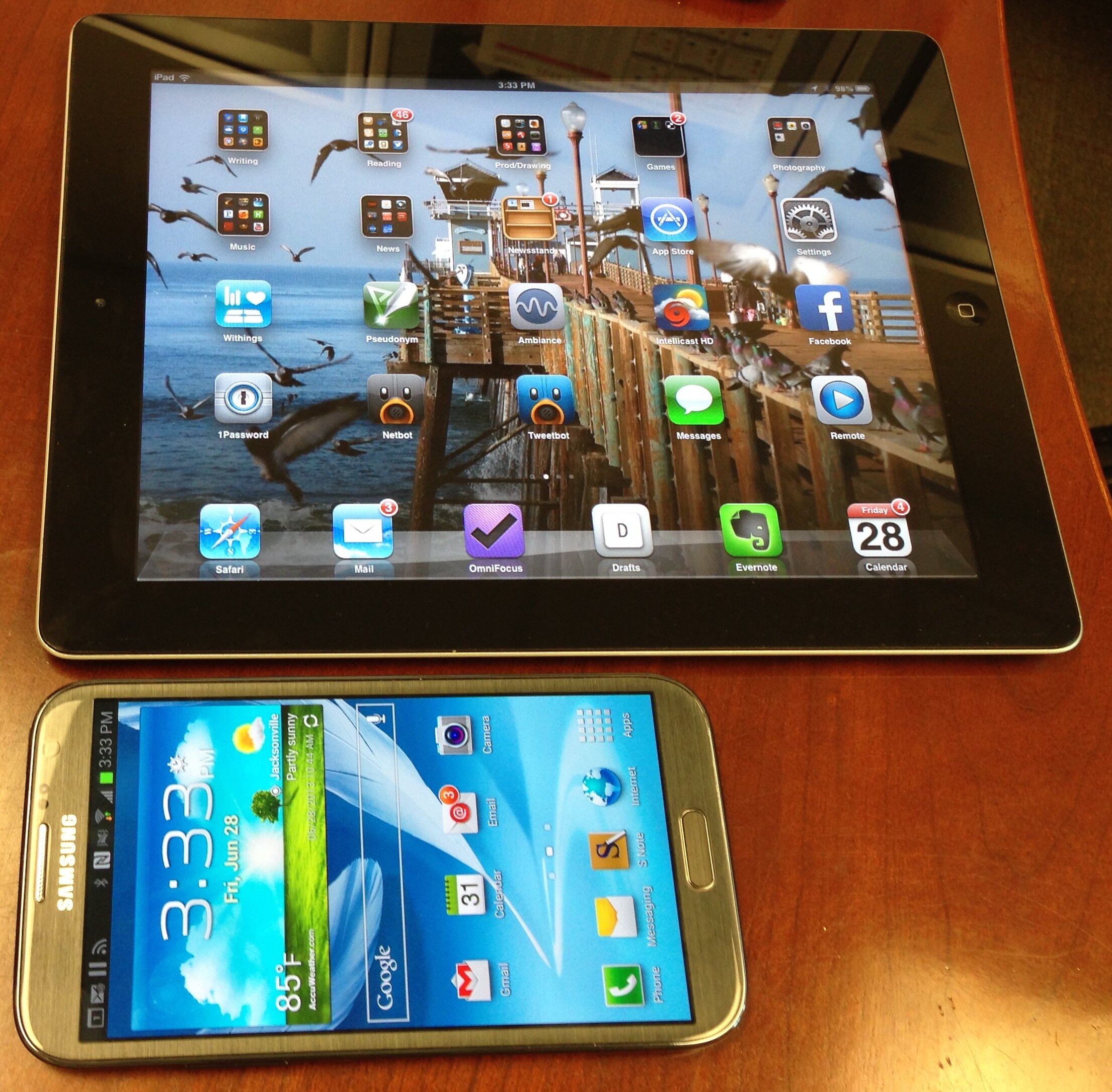 Picture of Phone next to an iPad