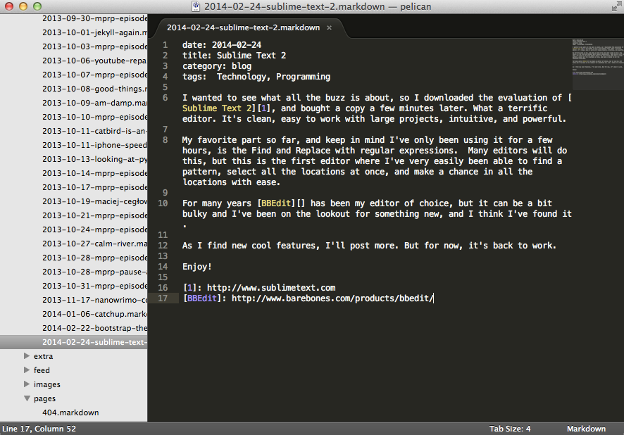 Sublime text editing markdown
