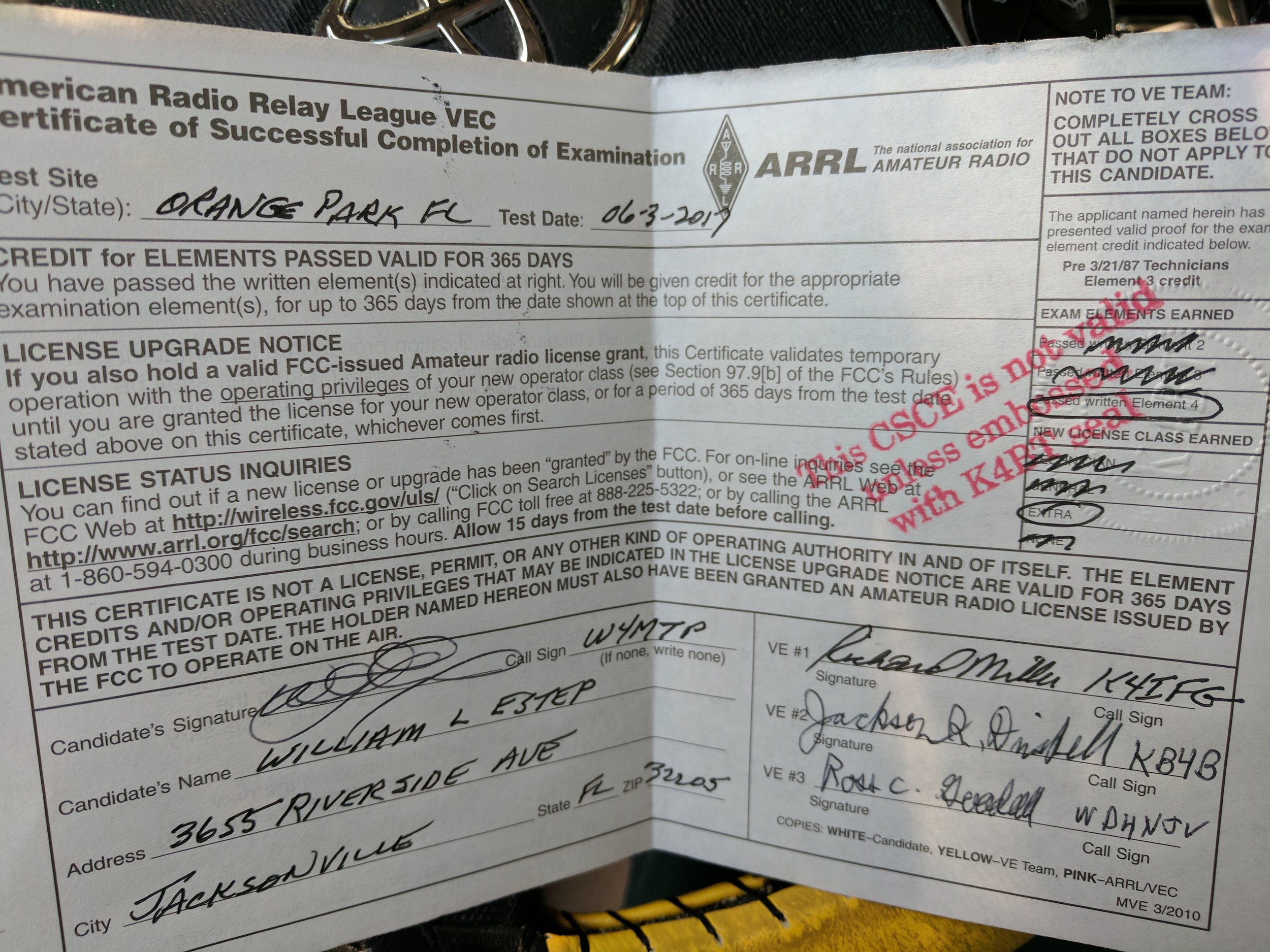 Photo of my license